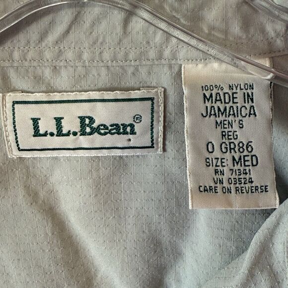 Vintage LL Bean Button Up Shirt Mens Medium Light Khaki Ripstop Outdoors *Flaw - Picture 2 of 16